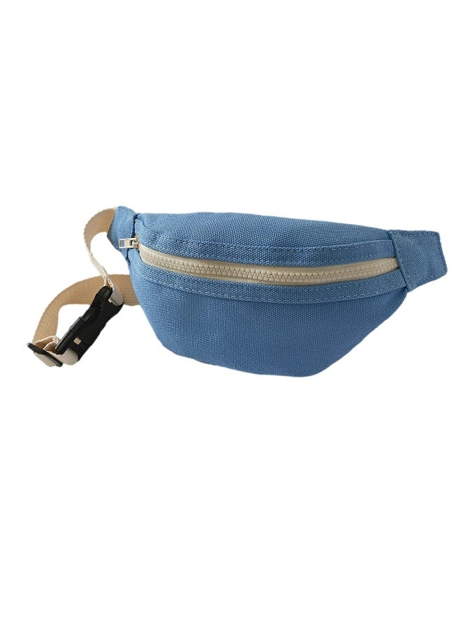 Pack, Waist Pack for Kid, Solid Canvas Chest Crossbody Purse Bags, Fashion Belt Bags Gifts for Teen Girls, Bag for Travel Hiking Cycling Running, Blue - Image 1