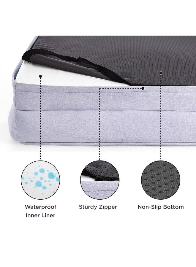 بيد شور سرير للكلاب من Bedsure Orthopedic للكلاب متوسطة الحجم - أسرّة أريكة للكلاب مقاومة للماء، سرير أريكة للحيوانات الأليفة من الإسفنج الداعم مع غطاء قابل للإزالة والغسل، وبطانة مقاومة للماء وقاعدة غير قابلة للانزلاق، لون لافندر - Image 2