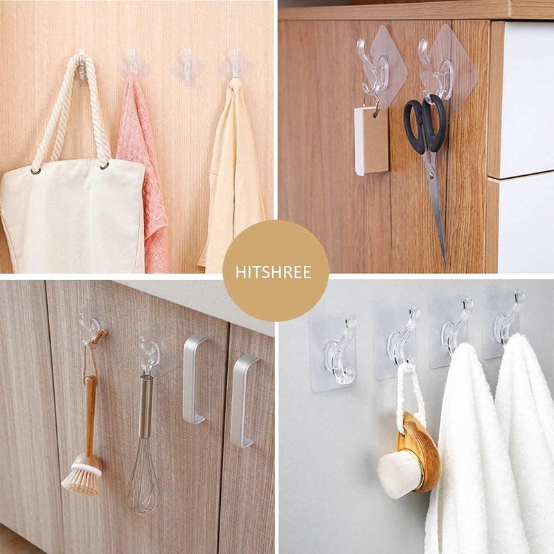 FOSCADIT FosCadit Waterproof Sticker Stick on Wall Hooks Hangers for Hanging Robe Coat Towel Keys Bags Lights Calendars 7X7 cm Plastic Clear 10 pcs - Image 5
