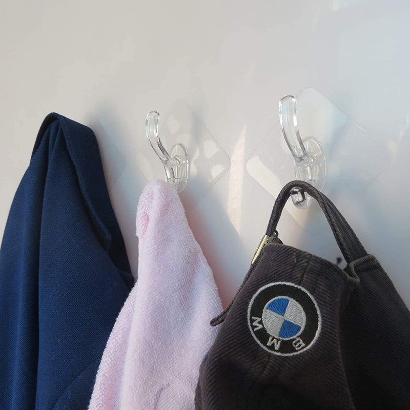 FOSCADIT FosCadit Waterproof Sticker Stick on Wall Hooks Hangers for Hanging Robe Coat Towel Keys Bags Lights Calendars 7X7 cm Plastic Clear 10 pcs - Image 2