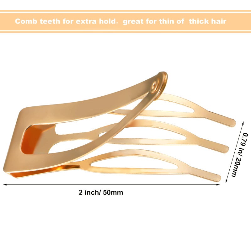 Chinco 24 Pcs Double Grip Hair Clips Metal Snap Clips Women Barrettes for Hair Making, Salon Supplies(Kc Gold,2 Inch) - Image 2