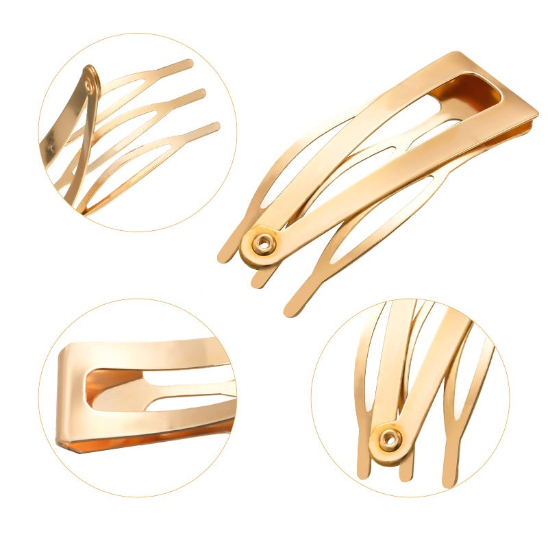 Chinco 24 Pcs Double Grip Hair Clips Metal Snap Clips Women Barrettes for Hair Making, Salon Supplies(Kc Gold,2 Inch) - Image 3