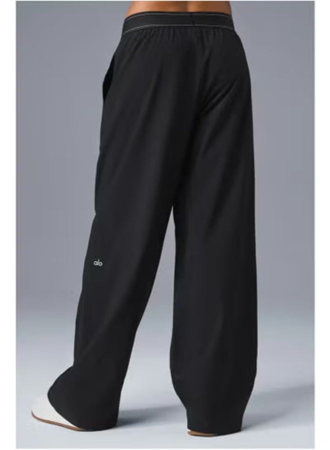 Alo Yoga Women's High-Waist Wide Leg Lounge Pants – Lightweight Relaxed Fit Casual Travel, Yoga & Everyday Wear Trousers with Side Pockets – Black –30" Inseam Suit Up Trouser (Regular) - Image 4