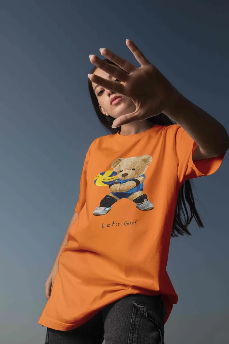 DogFish Printed Orange Oversize Unisex Tshirt