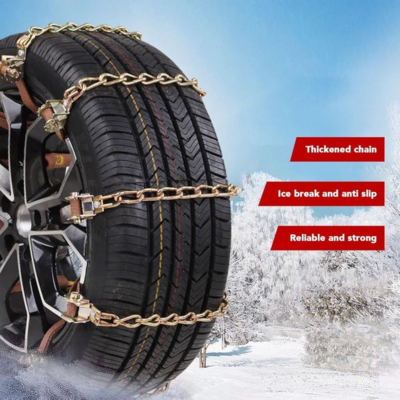8PCS Heavy Duty Steel Alloy Snow Tire Chains Universal Fit for Car SUV Pickup Truck with Gloves - Image 4