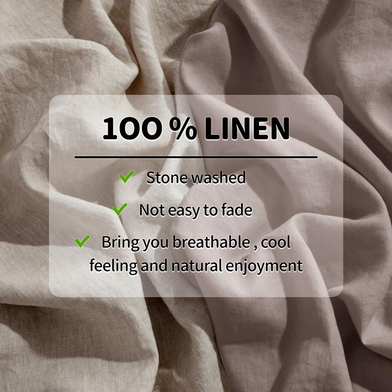 LBRO2M 100% Linen Sheet Set 16" Deep Pocket Queen Size,Bed Sheets 4 Piece Sets,Solid Color Natural Flax Bed Sheets Soft Breathable Bedding, All Season (Queen, Mauve Desert) - Image 2