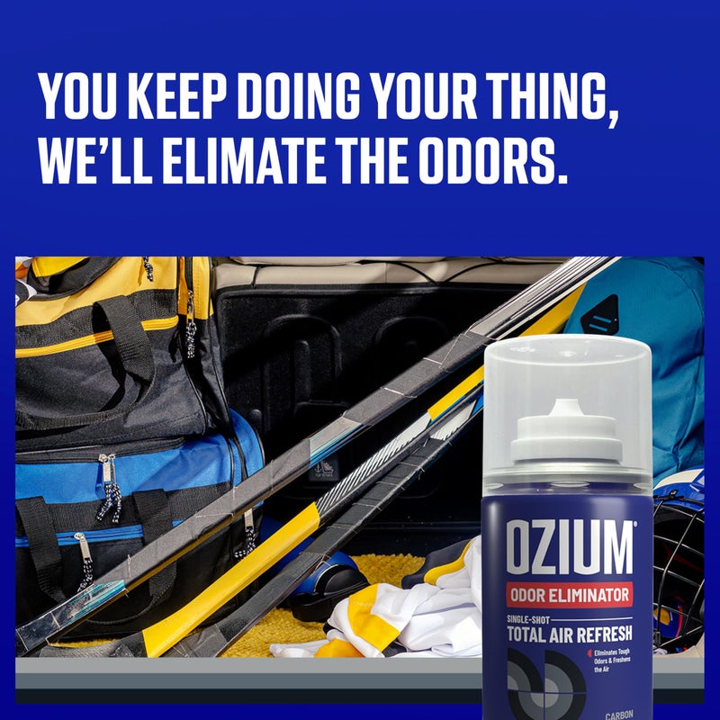 Ozium معطر هواء أوزيوم مزيل الروائح، 2 أونصة رذاذ واحد لتجديد الهواء بالكامل ومعطر هواء السيارة - أسود كربوني - عبوة 4 - Image 2