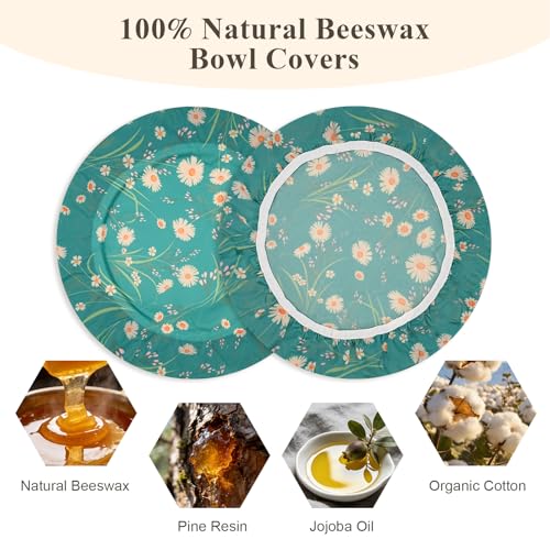Tocemei 3 Pack Beeswax Bowl Covers Reusable (12 Inch Large),Bowl Covers for Bread Proofing,Elastic,Natural Beeswax Organic Cotton,For Sourdough Proofing,Large Containers&Food Storage - Image 3
