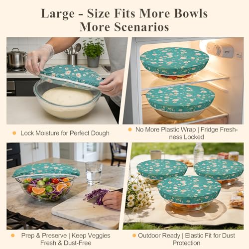 Tocemei 3 Pack Beeswax Bowl Covers Reusable (12 Inch Large),Bowl Covers for Bread Proofing,Elastic,Natural Beeswax Organic Cotton,For Sourdough Proofing,Large Containers&Food Storage - Image 5
