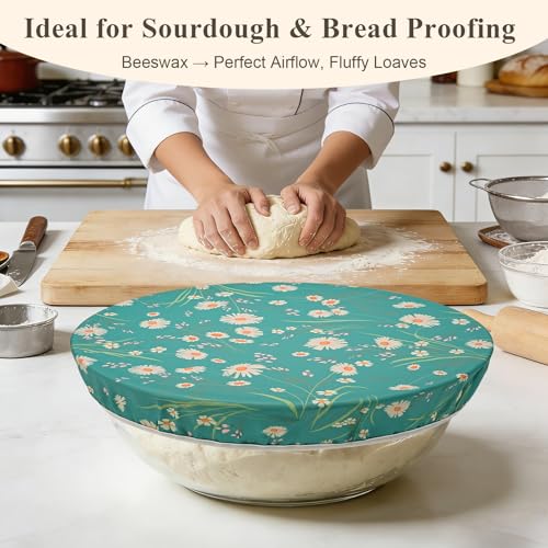 Tocemei 3 Pack Beeswax Bowl Covers Reusable (12 Inch Large),Bowl Covers for Bread Proofing,Elastic,Natural Beeswax Organic Cotton,For Sourdough Proofing,Large Containers&Food Storage - Image 4