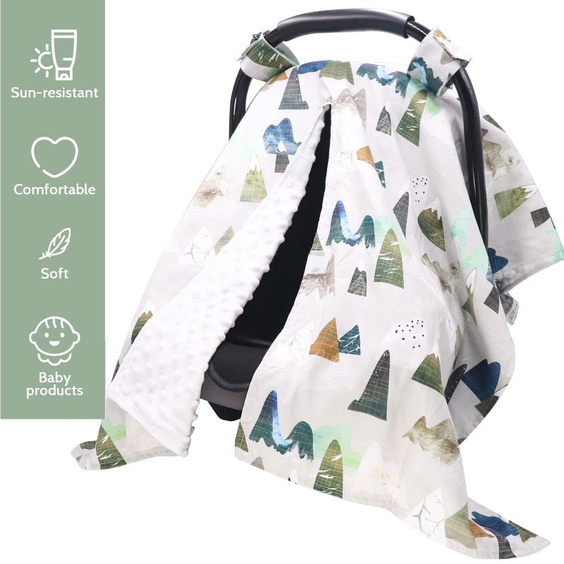 TANOFAR Car Seat Cover Baby, Carseat Covers Baby Boy Girl, Peekaboo Opening Infant Car Seat Cover for Winter, Warm & Cozy, Adventure Mountain - Image 2