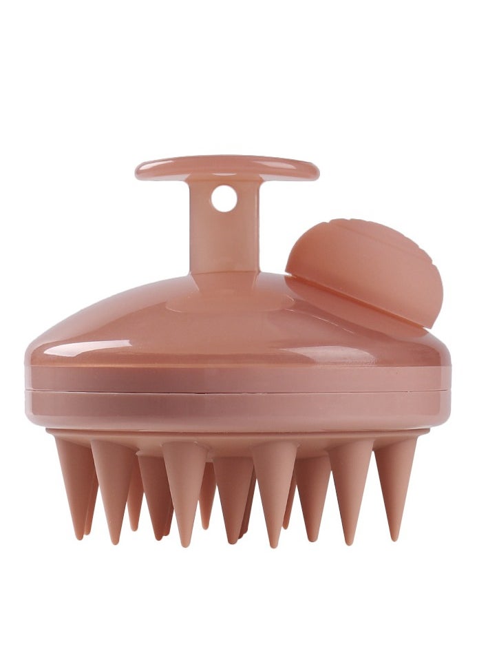 Generic Press-Flow Silicone Shampoo Brush Pro - 3-Tone Leakproof Scalp Massager with Dispenser (Pink/Skin/Blue), Spa-Grade Liquid Control  Hypoallergenic Bristles for All Hair Types(Skin) 