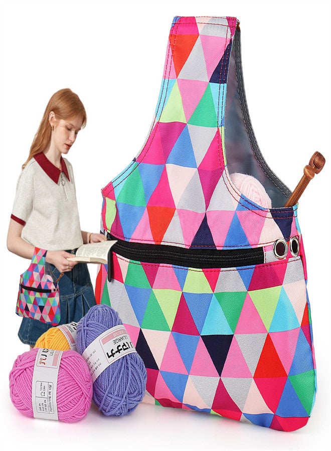 KASTWAVE Knitting Tool Storage Tote Bag Lightweight Travel Knitting Yarn Storage Bag Organizer Empty Portable Knit Wrist Bag for Holding Yarn, Crochet Hooks, Crochet Needles, Knitting Supplies - Image 2