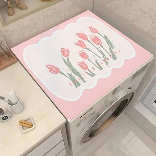 Home-Cloud Homecloud Non-Slip Washing Machine Mat – Durable Waterproof Protective Cover for Washer & Dryer, Dust-Resistant Mat Ideal for Laundry Room & Kitchen Appliances | 60x60 cm (Pink) - Image 1