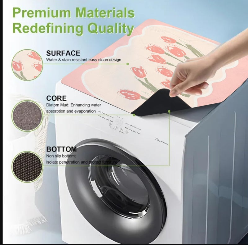 Home-Cloud Homecloud Non-Slip Washing Machine Mat – Durable Waterproof Protective Cover for Washer & Dryer, Dust-Resistant Mat Ideal for Laundry Room & Kitchen Appliances | 60x60 cm (Pink) - Image 2