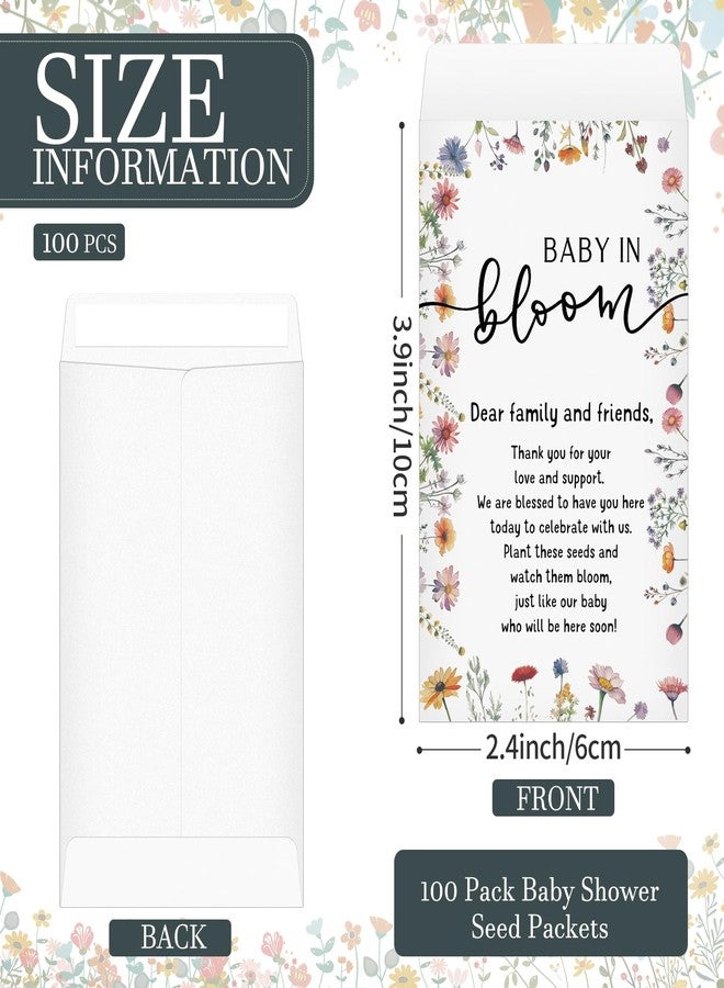 مايتيز مجموعة مايتيس من 100 عبوة بذور لحفلات استقبال المولود الجديد، هدايا للضيوف، لافتة خشبية "طفل في أوج ازدهاره"، أظرف ذاتية اللصق، ديكور تخزين العبوات، بدون بذور (زهور برية بوهيمية). - Image 3
