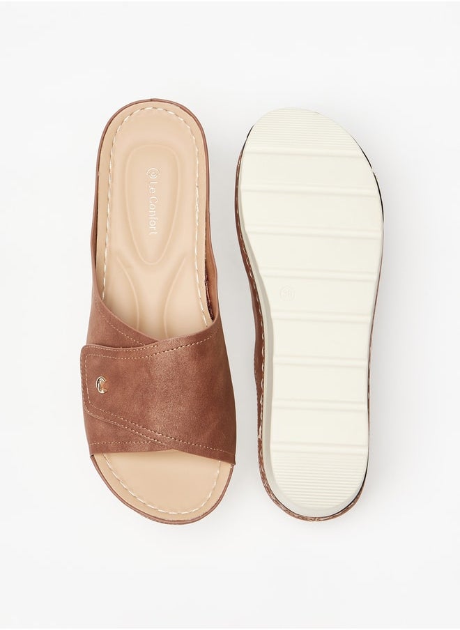 Le Confort Women's Stitch Detail Slip-On Sandals with Flatform Heels  - Image 4