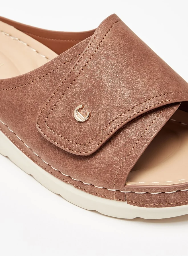 Le Confort Women's Stitch Detail Slip-On Sandals with Flatform Heels