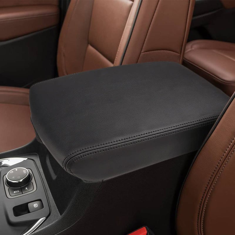 INTGET Center Console Armrest Cover for Chevy Traverse Accessories 20182023 2019 2020 2021 2022 Leather Middle Console Lid Pad Protector Elbow Arm Rest Covering Car Black with Black Stitches