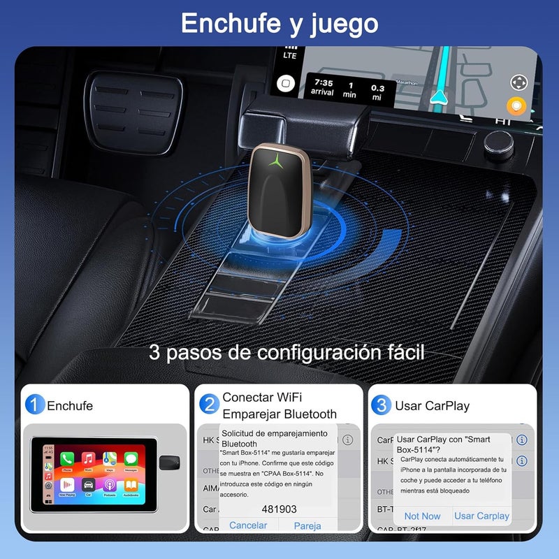5.8GHz ويفاي موصل CarPlay اللاسلكي وAndroid Auto، محول سلكي إلى شاحنة سيارة لاسلكية، تحكم مستقر بتوصيل واستخدام للهواتف آيفون iOS وأندرويد - Image 4