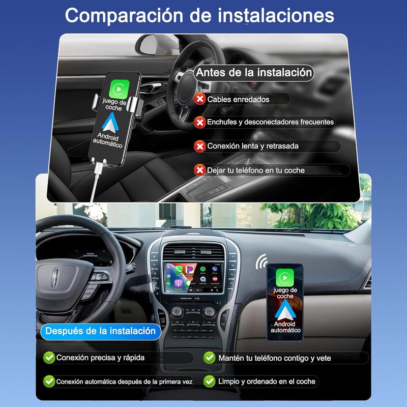5.8GHz ويفاي موصل CarPlay اللاسلكي وAndroid Auto، محول سلكي إلى شاحنة سيارة لاسلكية، تحكم مستقر بتوصيل واستخدام للهواتف آيفون iOS وأندرويد - Image 5
