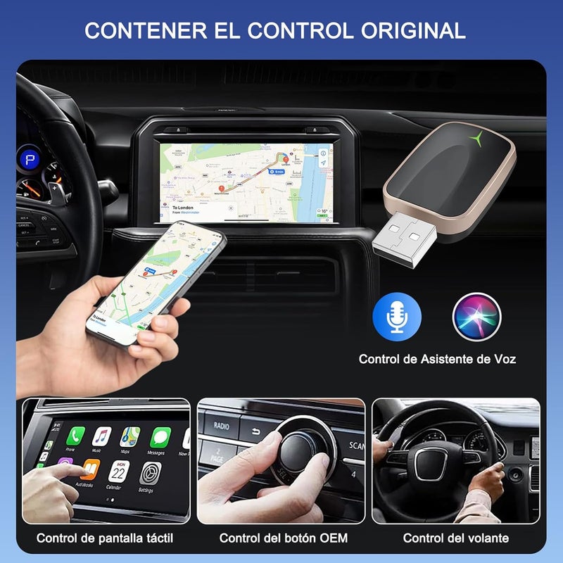 5.8GHz ويفاي موصل CarPlay اللاسلكي وAndroid Auto، محول سلكي إلى شاحنة سيارة لاسلكية، تحكم مستقر بتوصيل واستخدام للهواتف آيفون iOS وأندرويد - Image 3