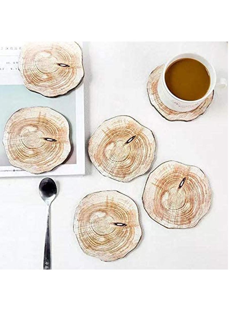 FFD Wooden Coaster 6 Pieces Non Slip Cup Mats Insulation Mats Tea Coaster Set For Cold Drinks and Hot Beverage  - Image 3