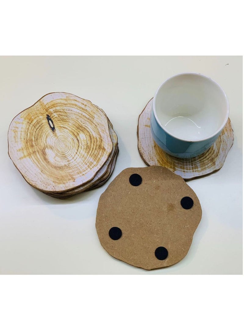 FFD Wooden Coaster 6 Pieces Non Slip Cup Mats Insulation Mats Tea Coaster Set For Cold Drinks and Hot Beverage  - Image 4