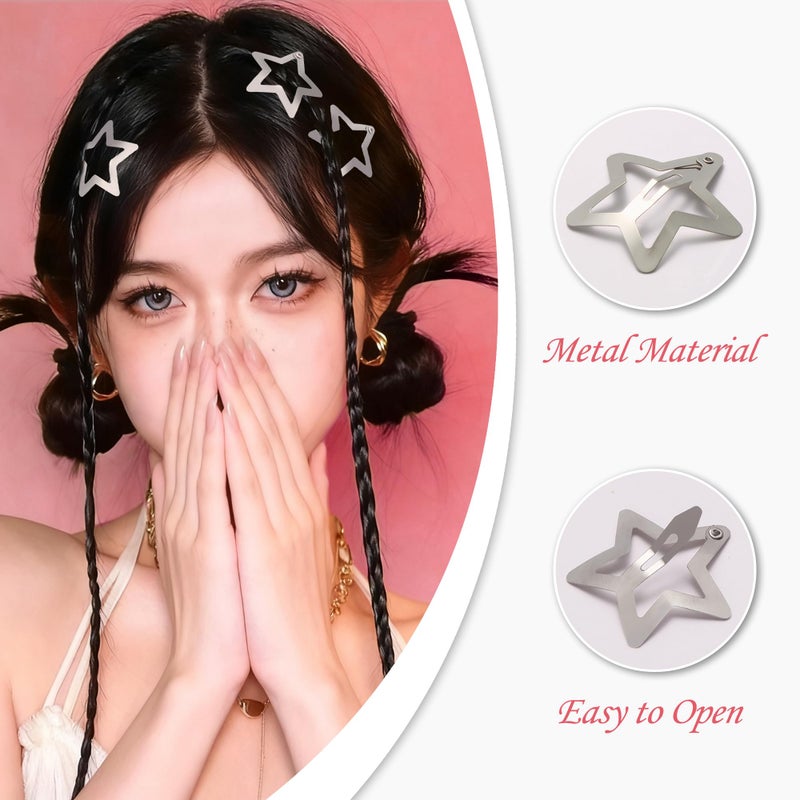 Isvo 32 PCS 1.22" Star Hair Clips, Y2K Accessories, Non-Slip Metal Snap Silver Barrettes for Kids & Girls & Women kpop Styling - Image 2