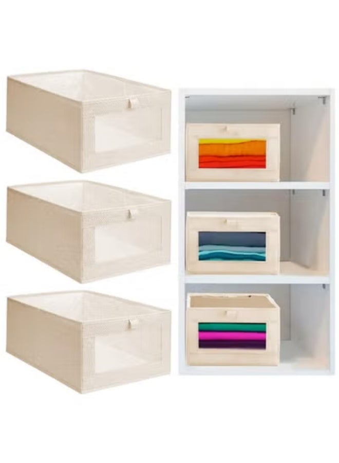 ZASPERS 3PC's Clothes Storage Box – Foldable Wardrobe Organizer, Drawer Organizer, Made of Nonwoven. Ideal for Clothes & Books Storage Washable Closet Storage Basket for Neat and Efficient Organization.  - Image 2