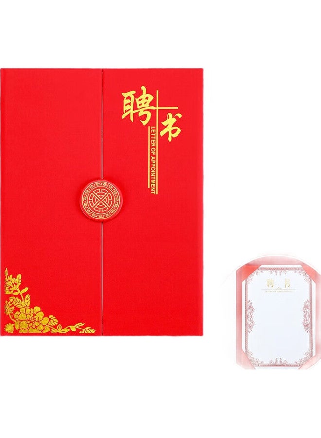 Longe Langjie [5-Pack] A4 High-Quality Honor Appointment Letter Cover, Tri-Fold Vertical Appointment Certificate, Red - Image 1