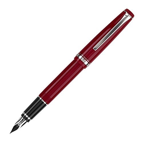 Pilot Falcon Collection Fountain Pen, Red Barrel with Rhodium Accents, Soft Extra Fine Nib, Blue Ink (71620) - Image 2
