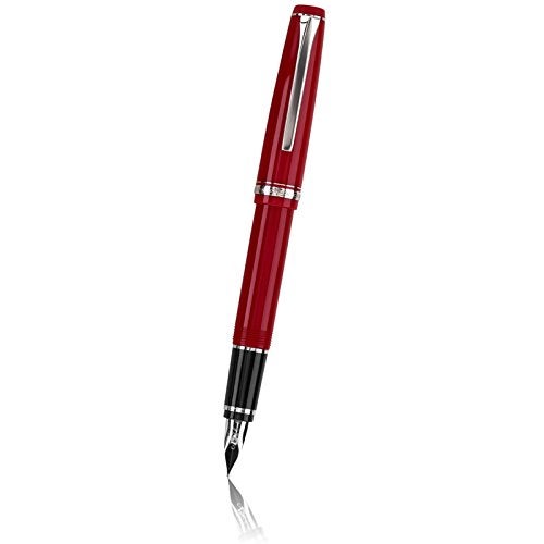 Pilot Falcon Collection Fountain Pen, Red Barrel with Rhodium Accents, Soft Extra Fine Nib, Blue Ink (71620) - Image 5