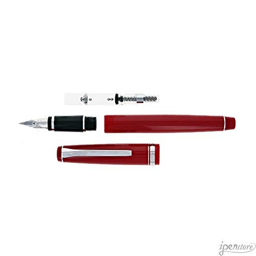 Pilot Falcon Collection Fountain Pen, Red Barrel with Rhodium Accents, Soft Extra Fine Nib, Blue Ink (71620) - Image 3