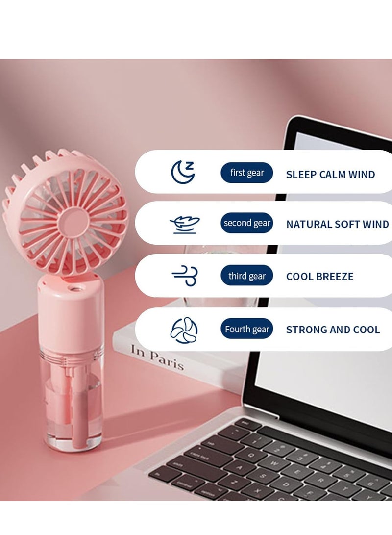 Portable Handheld Misting Fan，Rechargeable Battery Operated Spray Water Mist Fan Foldable，4 Speeds，Small Personal Cooling Fans for Outdoor,Travel, Makeup, Home, Office, Camping - Image 4