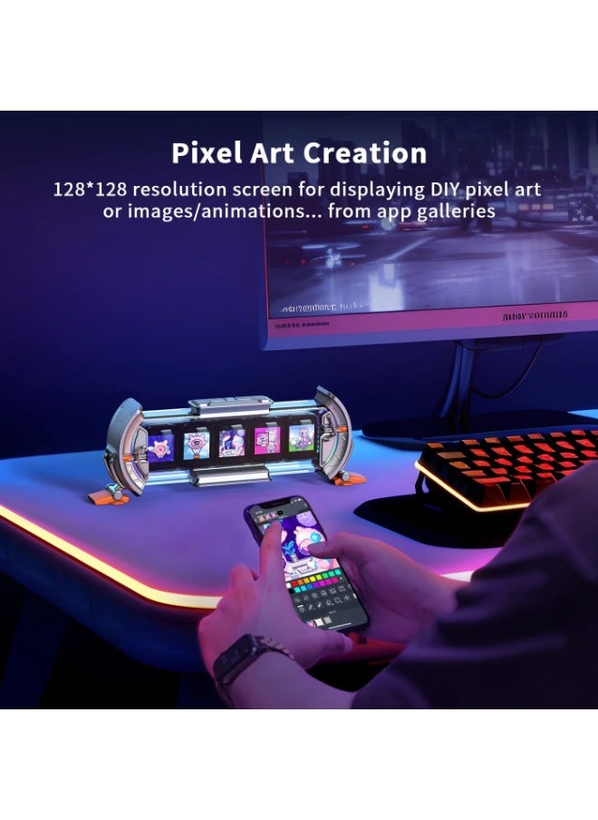 Divoom Divoom Times Gate – Cyberpunk Digital Clock with Smart App, Wi-Fi, and RGB Pixel Art Display - Pink  - Image 5