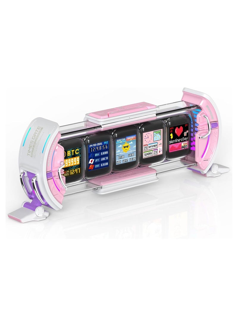 Divoom Divoom Times Gate – Cyberpunk Digital Clock with Smart App, Wi-Fi, and RGB Pixel Art Display - Pink  - Image 1