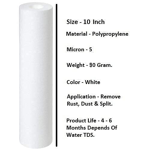 Granthi Enterprise Spun Filter Candle PP Spun Cartridge Pre Filter Outer Filter Candle 5 Micron Pre Filter 10 PP Spun Filter for All Type RO Water Purifier Polypropylene Pack of 10 - Image 2