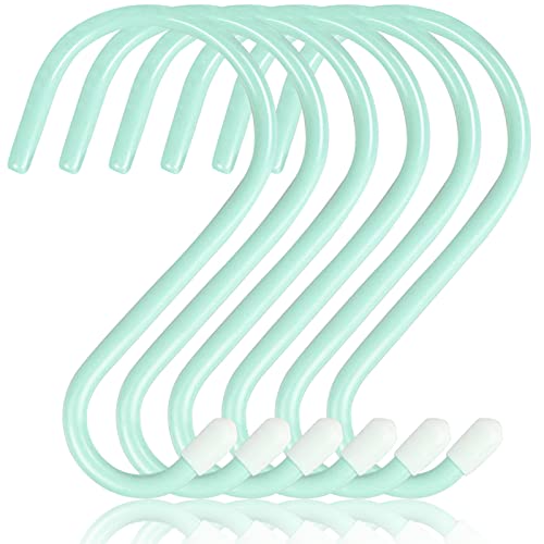 DINGEE 6 Inch Large Heavy Duty S Hooks,Green S Hook for Hanging Clothes,Rubber Coated S Hooks, Non Slip Vinyl Coated S Hanger Hook for Hanging Plants Outdoor, Pots and Pans, Coffee Cups, Garden - Image 1