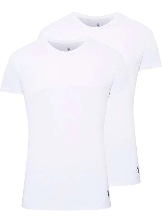 يو اس بولو اسن Men's White 2 Piece Round Neck Tank Top 80196