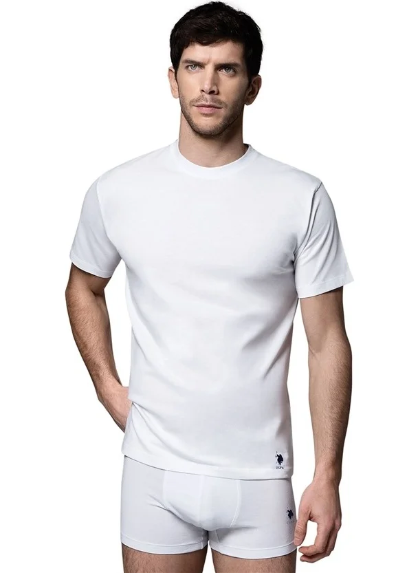 يو اس بولو اسن Men's White 2 Piece Round Neck Tank Top 80196