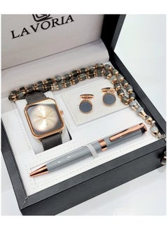 Laforea watch gift set for men consisting of 4 pieces, a rosary watch, a pen and a set of buttons