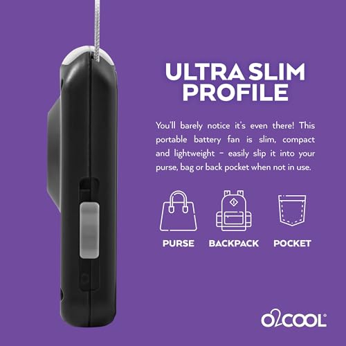 O2COOL Battery Powered Deluxe Necklace Fan For Personal Cooling With Adjustable Lanyard (Black) - Image 4