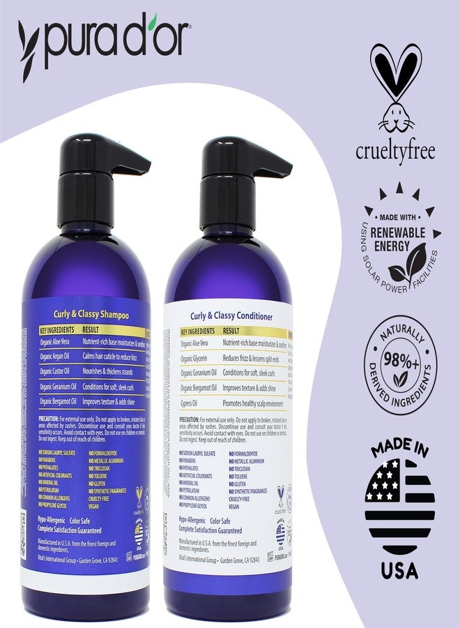 PURA D'OR Curly & Classy Shampoo (16oz) with Argan Oil, Castor Oil, Geranium Oil and Bergamot - Nourishing and Hydrating Formula for Luscious Curls - Image 4