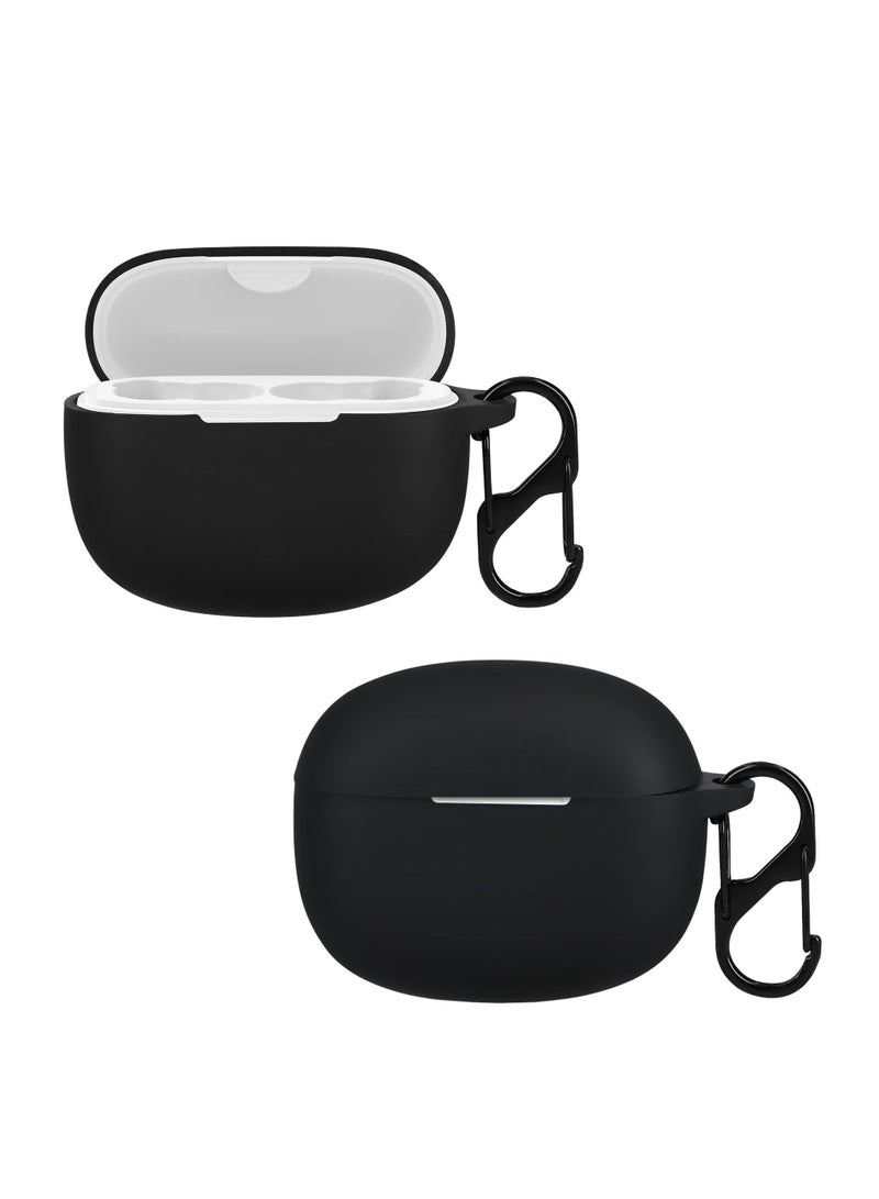 Silicone Carrying Case Compatible with HONOR Earbuds X3i Portable Scratch Shock Resistant Cover with Carabiner (Black) - Image 1