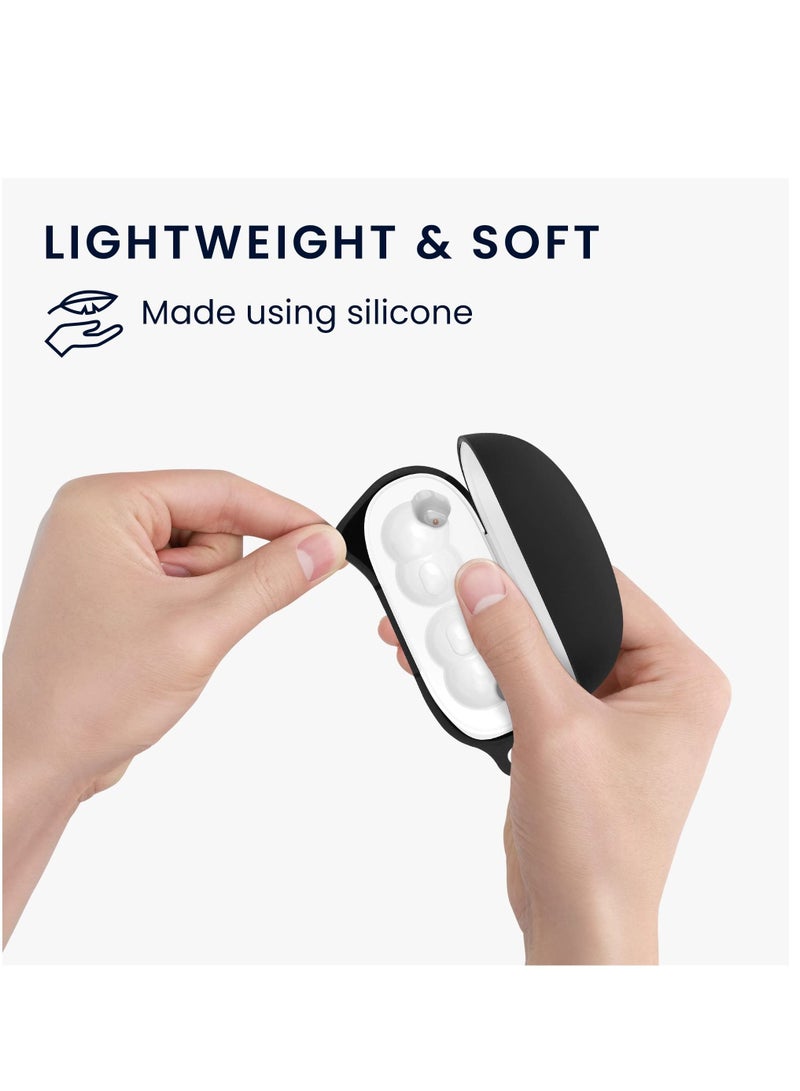 Silicone Carrying Case Compatible with HONOR Earbuds X3i Portable Scratch Shock Resistant Cover with Carabiner (Black) - Image 5