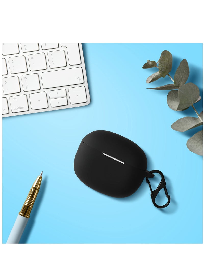 Silicone Carrying Case Compatible with HONOR Earbuds X3i Portable Scratch Shock Resistant Cover with Carabiner (Black) - Image 2