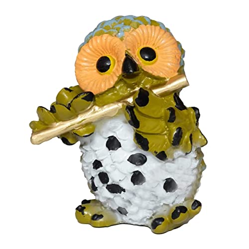 DEQUERA Owl Showpiece/Figurines/Statues for Good Luck | Playing Musical Instruments for Home & Office Decor | Showpiece Decorative & Gifting Items (Set of 4) (Owl Showpiece) (Style-1), Multicolor - Image 3