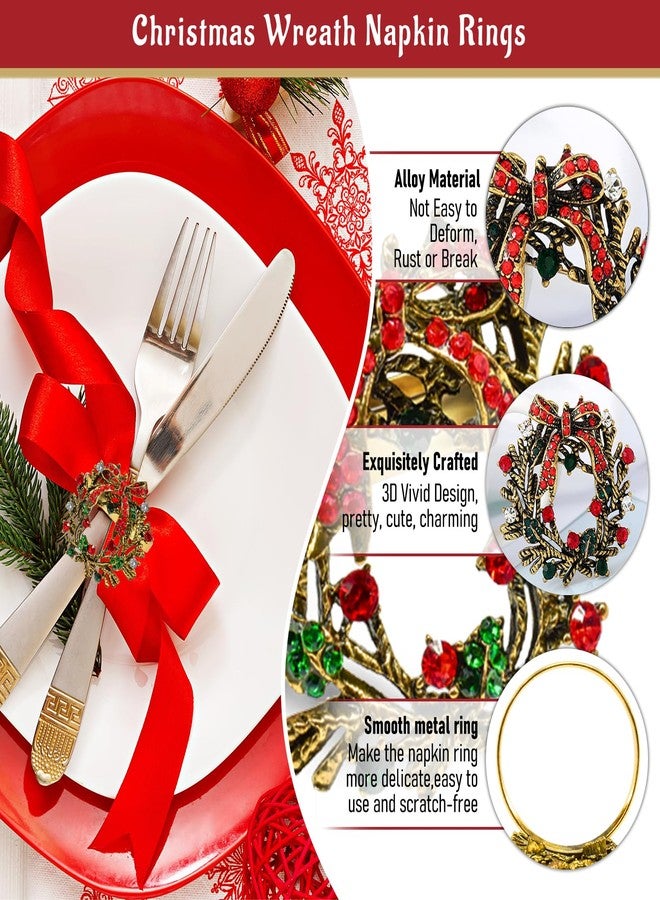 Legigo Set of 12 Christmas Wreath Napkin Rings Set- Metal Xmas Napkin Ring Holders for Cloth Napkins, Christmas Holiday Party Dinner Table Decoration - Image 3