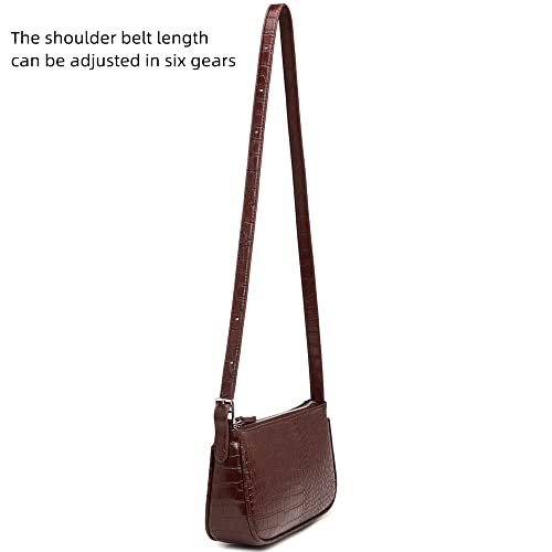 WSRYDJDL Small Purse for Women, Adjustable Shoulder Bags Crocodile Pattern Clutch Purse with Zipper Closure Retro (Black) - Image 3